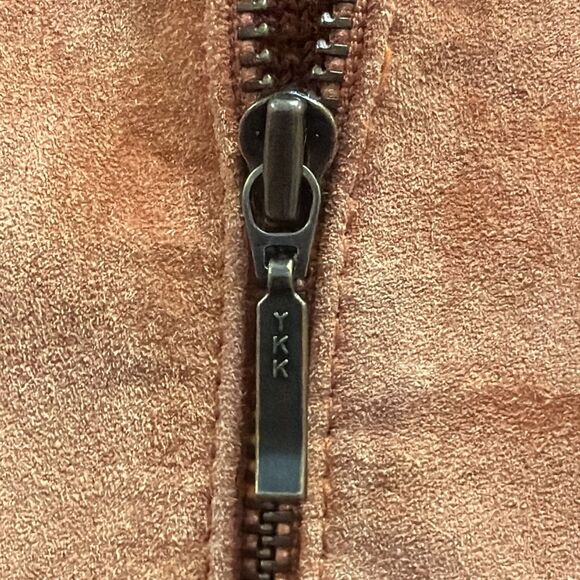 Sigrid Olsen Leather Front Silk Cotton Knit Jacket Rust Full Zip Cardigan Large - Picture 5 of 11